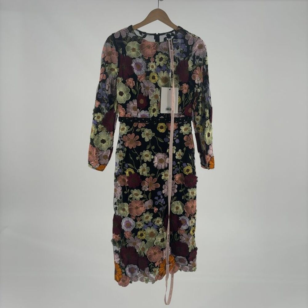 Mac Duggal High Neck Floral Embellished Dress